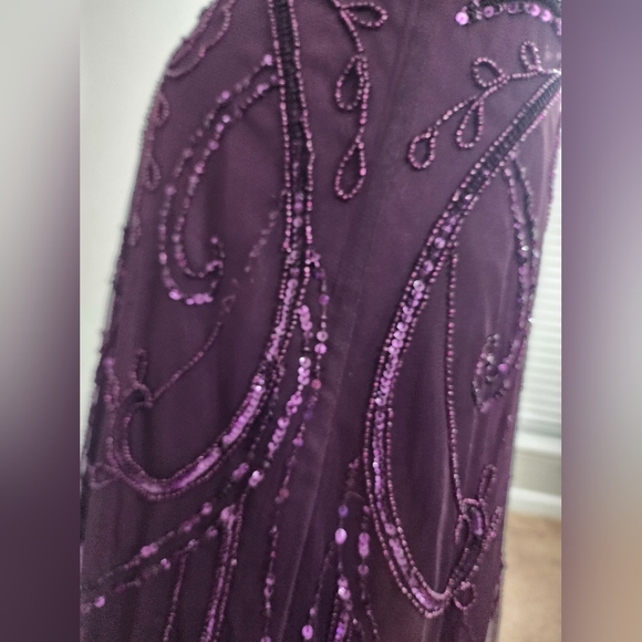 Adrianna Papell platinum evening gown merlot purple bridal women's size 12 - Picture 12 of 16
